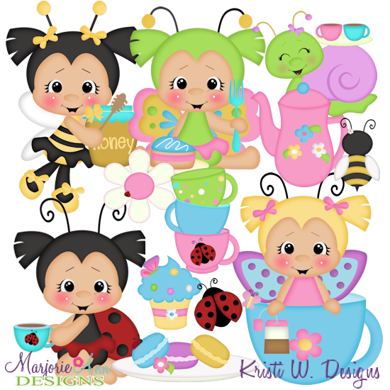 Garden Bugs Tea Party SVG Cutting Files Includes Clipart - Click Image to Close